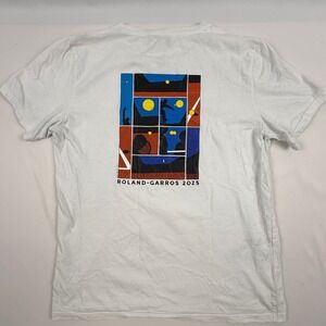 Roland Garros 2025 Mens White Tennis Graphic T-Shirt Made in France Large